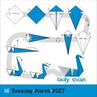 16 Tuesday March 2027, lady swan. Origami-Anleitung, um einen blauen Schwan zu falten. Schritte 1 bis 10.