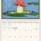 Text: "My body works so hard for me.", "June".
Illustration: Ein Frosch mit Pilzhut sitzt auf einem Seerosenblatt im Wasser.