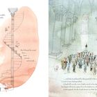 Zwei Seiten einer Illustration: Links führt eine Maus eine Wendeltreppe hinab. Rechts versammeln sich Mäuse in einer Kathedrale.