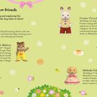 "Meet Freya and her Friends" beschreibt eine Gruppe Charaktere mit Namen und Geburtstagen auf einem hellen, blumigen Hintergrund.