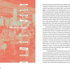 Text: Newtro Neighborhoods, EULJI-RO, NOGARI GOLMOK, POJANGMACHA, LP BAR, SEWOON SANGGA, HANOK VILLAGE, DONUIMUN MUSEUM VILLAGE.

Rechtes Layout mit einem Artikel über Koreas "Newtro". Links Personen in einem rot getönten Straßencafé.
