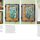 Texte: 

- "4 COVER WITH PLASTIC FILM. Lay a sheet of thin plastic film over the paper..."
- "5 SECURE THE MATERIALS. Place a sheet of glass..."
- "6 EXPOSE TO UV LIGHT. Place your setup in direct UV light..."
- "7 DISMANTLE AND WASH. Place the rinsing tray..."
- "8 DRY THE PRINT. Set up a clothesline..."
- Auf der linken Seite des Dokuments werden Pflanzen mit Plastikfolie auf Papier fixiert.