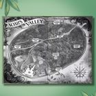 Karte von "Noah's Valley" mit Orten wie Eden's Gate, Creek und Limestone Caves. Verzierungen mit Blättern an den Ecken.