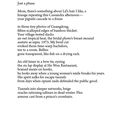 Gedicht mit dem Titel "By Age 3 I Forgot Who You Were" und verschiedenen bildhaften Erinnerungen und Beschreibungen.