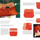 Text: Washbag, Anleitung zur Herstellung einer Waschbeutel. Rotes Design mit Mustern. Enthält Nähschritte und Materialliste.