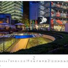 Sony Center, Zahlen 1–28, 2 hervorgehoben, Casares Edition. Nachtszene mit beleuchteten modernen Gebäuden und Glasstruktur.
