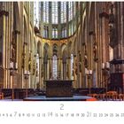„Dom Innenansicht“ steht unter einem Bild einer gotischen Kathedrale mit hohen Gewölben und bunten Fensterrosen.