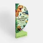 "OUR PREHISTORIC PLANET: Dinosaurs and Other Creatures of the Past". Illustration mit Dinosauriern und Pflanzen.