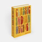 Text: "Classic Indian Recipes". Gelbes Buchcover mit farbenfrohen, strukturierten Buchstaben.