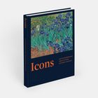 "Icons", "100 Extraordinary Objects from Sotheby's History" steht auf einem Buchcover mit Van Gogh-Iris-Gemälde oben.