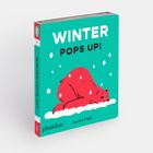 „WINTER POPS UP!“ auf türkisem Cover. Illustration: Ein roter Bär im Schnee, umgeben von fallenden Schneeflocken.