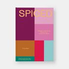 Text "SPICED", "Recipes Celebrating Spices from Around the World", "Priya Mani", "PHAIDON". Bunte, quadratische Muster.