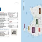 "CONTENTS" und eine Übersicht von Reisezielen in Australien. Rechts eine Karte mit markierten Regionen.