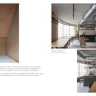 "NOW: Lorem ipsum dolor sit amet..." oben. Zwei Fotos eines modernen Innenraums mit Backsteinwänden und Holzmöbeln.