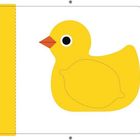 "Welches Tier ist gelb wie diese Zitrone? Die Ente!" Gelbe Ente und Zitrone als Illustrationen angezeigt.