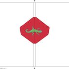 Unten rechts: "2/2/2023 11:28 AM". Rote Fläche mit einem grünen Salamander in der Mitte.