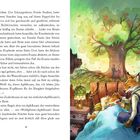 Links: Text über "Dornröschen", Schauspielerin Frieda Faultier, Prinz Eichhörnchen. Rechts: Illustration mit Füchsen und großem Baum.