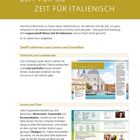 "ZEIT FÜR SIE – ZEIT FÜR ITALIENISCH" steht groß über dem Willkommensgruß zu einem Italienischkurs mit zwölf Lektionen.