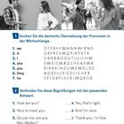 1 Sich begrüßen  
1 Suchen Sie die deutsche Übersetzung der Pronomen  
2 Verbinden Sie diese Begrüßungen  
Links Menschen die sich die Hand geben, rechts Frauen im Gespräch.
