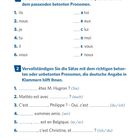 Überschrift: "Sich begrüßen". Zwei Aufgaben zu Personalpronomen. Erste Aufgabe: Unbetonte mit betonten verbinden. Zweite: Sätze ergänzen.