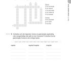 Kreuzworträtsel zu unregelmäßigen Verben. Listen mit Verben: "backslide", "resend", "populate". Tabelle: "regular/irregular".