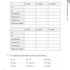 Übung zu unregelmäßigen Verben mit Tabellen: Verben konjugieren und Buchstaben ordnen. Sprichwort: Übung macht den Meister!