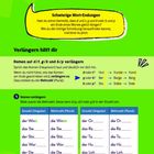 Text: "d oder t? g oder k? b oder p? Schwierige Wort-Endungen. Verlängern hilft dir. Nomen auf d/t, g/k und b/p verlängern."

Beschreibung: Eine Tabelle mit Beispielen zum Verlängern von Nomen zur Bestimmung der Endungen. Farben: grün und gelb.