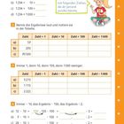 Übungen für den Kopf. Aufgaben zu Addition und Subtraktion in Tabellen. Illustration eines Mädchens mit Zopf.