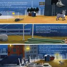 Ein Hund namens Bruno läuft aufmerksam über eine Baustelle, hört ein verdächtiges Geräusch und entdeckt Menschen mit Werkzeugen.