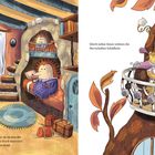 Links: "Fehlt noch jemand? Natürlich, Familie Igel! Für sie ist..." Rechts: "Gleich neben ihnen wohnen die Herrschaften Schildkröt." Illustration von Igeln und Schildkröten in Häuschen.