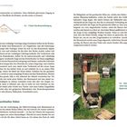 "8.1 Z-Feder-Clip-Beutenbefestigung", "8.3 Maschinelles Heben", "8.2 Untersetzen einer neuen Zarge". Links Text, rechts Bild von Bienenstöcken auf grünem Gras.