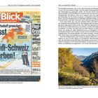 Titelseite einer Zeitung: „Die Wirtschaft provoziert: Lasst die Heidi-Schweiz sterben!“ Darunter Skifahrer auf einer Karte.