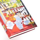 "Die Wahrheit über Ann" und "Roman". Bunte Illustration mit Tisch, Geschirr und Obstschale.