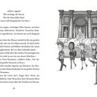 Text beschreibt sechs Kinder vor Brunnen und Gebäude in Rom. Illustration zeigt Kinder und verzierten Brunnen.