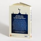 „Herr Kazim, warum hassen Sie den Islam?“ – Blau hinterlegte Beschreibung des Buchinhalts. Oben Silhouette einer Moschee.