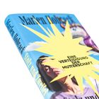 Cover eines Buches. Text: "EINE VERTEIDIGUNG DER MUTTERSCHAFT". Hintergrund in Blau und Gelb mit einer figurativen Illustration.