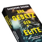 „DAS GESETZ DER ELITE“, ein Buch von Sandrone Dazieri. Ein Hochhaus ist im Hintergrund erkennbar.