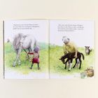 „Bestimmt ist er los, um seine Mama zu suchen ...“ Eine Illustration zeigt ein Kind mit Pferd und einen Mann mit einem Fohlen.