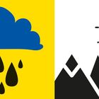 Gelbes fröhliches Gesicht in der Sonne, Blume, blauer Regen, Berge, Sonne, Fisch, fröhlicher Vogel, bunter Schmetterling.