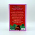 Roter Hintergrund mit weißem Text: "Herzerwärmend und humorvoll: Was drei Fremde über den Sinn des Lebens lernen." Darunter eine Illustration eines Bibers auf einem Baumstumpf.
