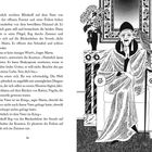 Seite 36, Text über Blitzkoff den Vogel. Illustration eines alten Mannes mit Vogel auf Sessel, mit Pflanzen und Spiegel im Hintergrund.