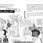 Texte beschreiben ein Museum mit Statuen, Goldmünzen, Goldschmuck, alten Vasen, Steintafeln und Säbeln. Illustration.