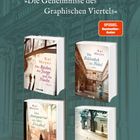 „Eine Liebeserklärung an die Welt der Bücher: ‚Die Geheimnisse des Graphischen Viertels‘.“ Vier Buchcover von Kai Meyer.