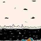 Eine Illustration zeigt eine ruhige Landschaft mit einem See und einem umgekippten Handwagen im Vordergrund.