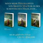 "Kristin MacIver, herzliche Trilogie 'Celtic Dreams': Bände 1-3. Drei Buchcover, Frauen in malerischen Landschaften. Schottische Highlands."