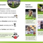 Deutsche Fußballstars: Manuel Neuer, Alexandra Popp, Lena Oberdorf, Antonio Rüdiger. Positionen: Stürmer, Mittelfeld, Abwehr, Torhüter.