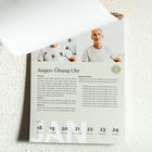 "Augen-Übung Uhr" Anleitung, mit Zahlen von 1 bis 12. Ein Mann in weißem Shirt zeigt Positionen. Daten: 18–24 Jan, KW 3.