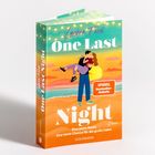 "One Last Night", "Eine letzte Nacht. Eine letzte Chance für die große Liebe." Illustration: Paar vor Sonnenuntergang.