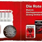 Das Bild präsentiert "Die Rote Reihe" mit Kriminalromanen, Preise, ISBNs, und einem roten Hintergrund-Design.
