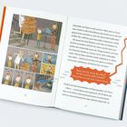 Seite mit Illustrationen, links Comic: Figuren tragen Kartons. Rechts Text über Stolz und Mama ruft: "Hasii, bist du auch da unten?"